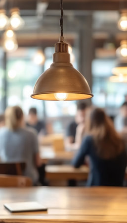 Warm Light of Creativity, Blurred Office Background, Teamwork Collaboration, Open Modern Workspaceの素材