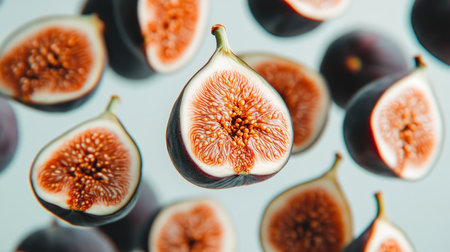 Fresh, Juicy Figs A Vibrant Collection on White, Some Halved Showcasing The Tasty Fleshの素材