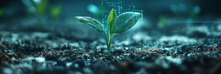 Digitally Enhanced Plant Growth A Symbol of Sustainable Agriculture and Technological Advancements.の素材
