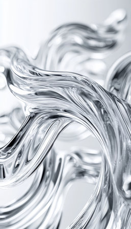 Abstract Wavy Glass Texture, Transparent and Elegant Design, Artistic Background, Modern Art Renderの素材
