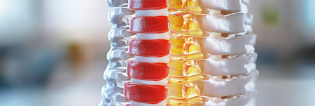 X-ray Visualization of Intervertebral Disc Degeneration with Reduced Disc Height and Bone Spursの素材