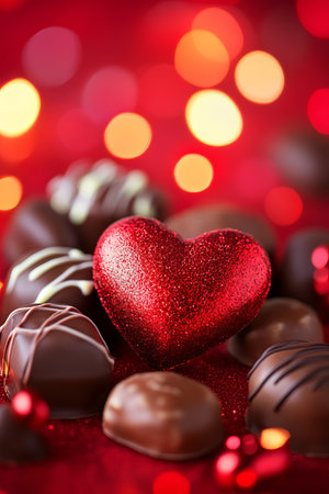 Heart-Shaped Delight Delicious Chocolate Assortment for a Romantic Valentines Day Celebrationの素材