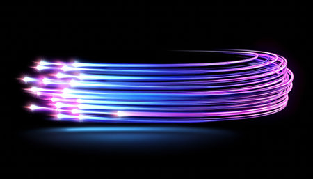 Abstract Hi-Tech Background, Illuminated Fiber Optic Connections , Stream of Digital Dataの素材