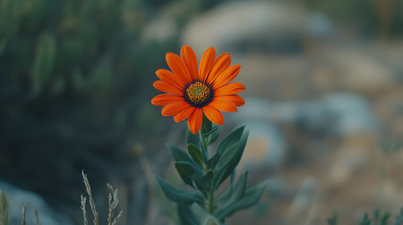 Vibrant Orange Daisy Blooms in Nature, Macro Photography with a Soft Focus Backgroundの素材