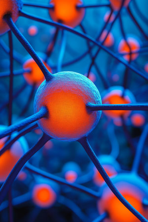 3D Illustration Of Synaptic Transmission, Neural Network, Interconnected Neurons, Neural Connectionsの素材