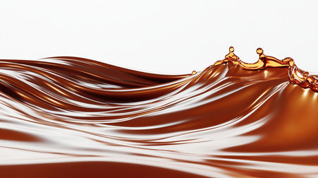 Delicious Chocolate Waves Splash on a White Background,3D Illustration of Chocolate Liquidの素材
