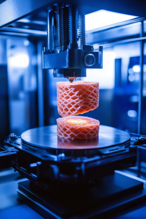 3D Printer Building Intricate Object Demonstrating Modern Additive Manufacturing Technology.の素材