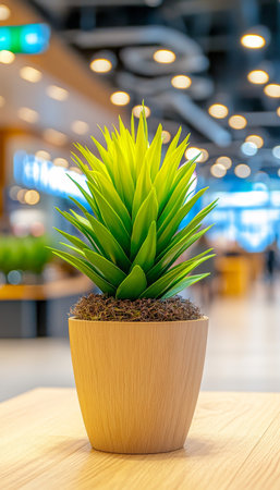 Green Succulent in Modern Interior Eco-Friendly Workspace Design Blending Nature and Tranquilityの素材