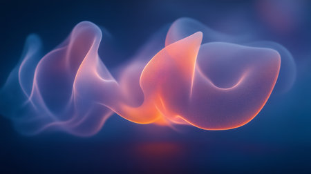 Abstract Fluid Art Background, Orange and Blue Wavy Shapes Flowing Seamlessly, 3D Renderingの素材