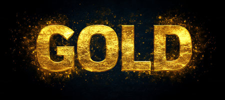 Shiny, Sparkly, Glittering Gold Text Effect on Dark Background, Perfect for Luxury Designsの素材