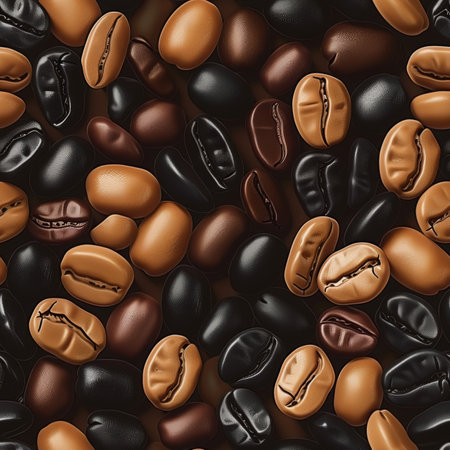 Roasted Coffee Beans Background, Aromatic Coffee Beans Pattern, Seamless Coffee Textureの素材