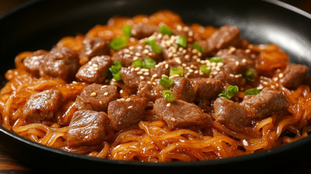 Savory Stir-fry Glass Noodles and Tender Marinated Beef in a Delicious Asian-Inspired Dishの素材