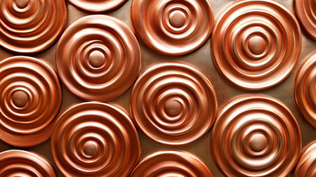 Copper Texture Background, Abstract Circular Pattern, Metallic Design, Modern Architectural Detailの素材