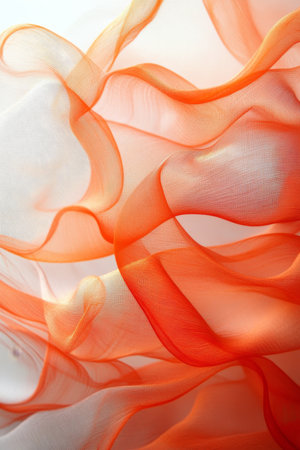Abstract Background, Orange Wavy Transparent Fabric, Flowing, Shape, Textile, Draperyの素材