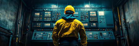 Technician Engineer Controls Industrial Electrical Power Control Room Monitoring Safety, 87の素材