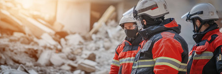 Rescue Workers Assess Damage, Providing Aid and Relief in Devastation After Natural Disasterの素材