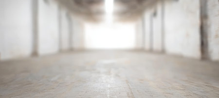 Defocused Urban Chic Interior Blurred Working Space with White Light, Modern Minimalist Aestheticの素材