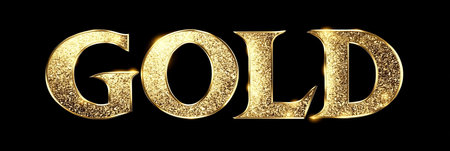 Golden Text Effect Shiny, Sparkly, Glittering Font Style Isolated on Black Grunge Backgroundの素材