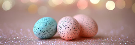 Sparkling Pastel Easter Eggs, a Minimalist Festive Decor with a Shallow Depth of Fieldの素材