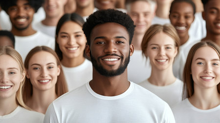 Diverse Group of People Smiling at Camera A Celebration of Unity, Diversity, and Inclusionの素材
