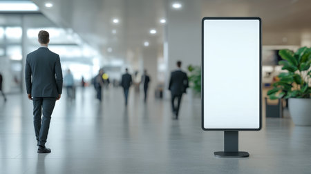 Blank Vertical Digital Signage Mockup In Busy Shopping Center, Free Advertising Spaceの素材