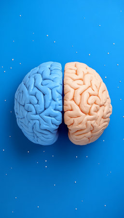 Creative vs. Logical Thinking Left and Right Brain Hemispheres, Concept in a 3D Render.の素材