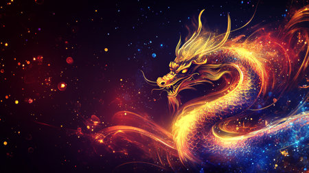 Blazing Chinese Dragon A Symbol of Power and Prosperity for Lunar New Year Celebrationsの素材