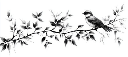 Vector style outline drawing of a single bird for coloring   black and white contour designの素材