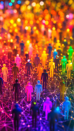 Interconnected People, Representing Human Resources, Network, Leadership, and Managementの素材