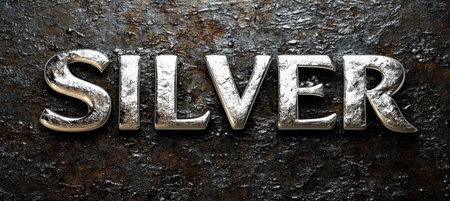 Shiny Silver Metallic Text Effect On Grunge Background For Luxurious Metal Designs And Decalsの素材