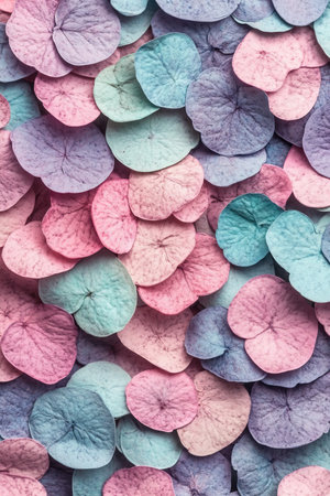 Pastel Petals Texture Delicate Arrangement of Lavender, Pink, and Mint Paper Resembling Flowersの素材