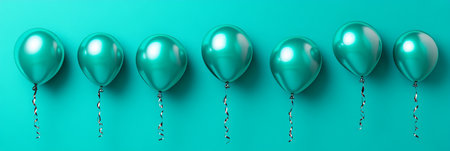 Minimalist digital balloons against a soft teal background for a modern aestheticの素材