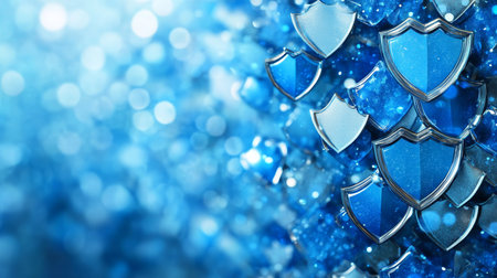 Security And Insurance Background Design, Patterns Of Blue Abstract Shields, Concept Of Protectionの素材