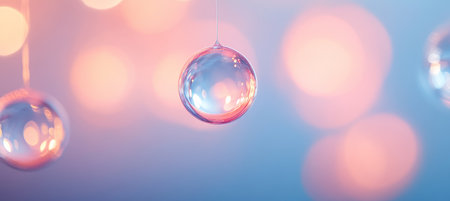 Abstract Background With Glass Baubles And Twinkling Defocused Lights In Pastel Colorsの素材