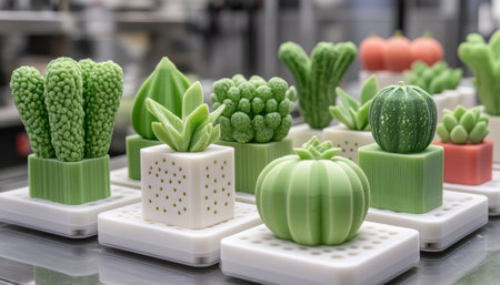 3D Printed Cactus And Succulent Garden, A Modern Home Decor With Innovative Design On Displayの素材