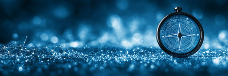 Digital Compass with Glowing Data Points Navigation and Guidance in the Digital Landscapeの素材