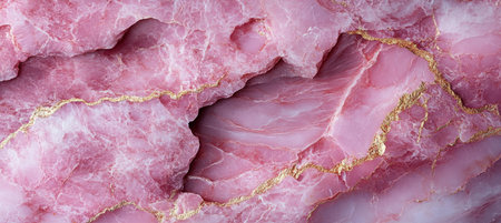 Elegant Pink Quartz Texture With Golden Veins. Natural Luxury Marble Abstract Backgroundの素材