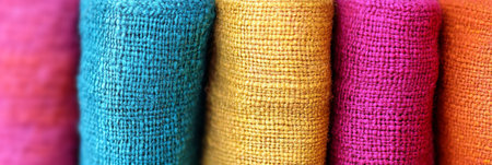 Vibrant Fabric Textures Close Up of Colorful Textile Background for Fashion and Apparelの素材
