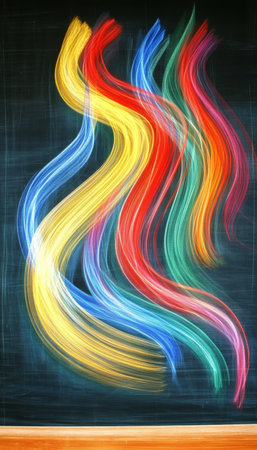 Abstract Back-to-School Background Energetic, Colorful Blackboard Design, Swirls and Streaksの素材