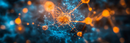 Abstract Technology Network Geometric Shapes Symbolizing Data Flow on Soft Defocused Backgroundの素材