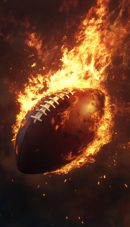 American Football in Flames An Action-Packed Depiction of Passion, Energy, and Determinationの素材