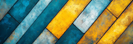 Abstract Textured Tile Pattern Background, Aqua Blue and Rust Orange Geometric Designの素材