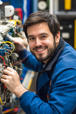 Skilled Engineer Working on Aircraft Engine Maintenance and Repair in Aviation Industryの素材