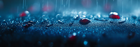 Macro Photography of Water Droplets on a Textured Blue Surface With a Shallow Depth of Fieldの素材