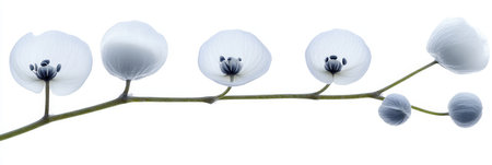 Translucent Elegance A Delicate Branch of Lunaria Annua with Papery Seed Pods on Whiteの素材