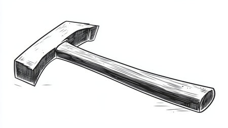 Vintage Hammer Outline, Drawing For Coloring, Vector Illustration On White Backgroundの素材