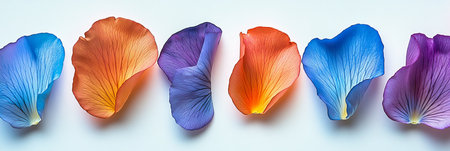 Colorful Flower Petals on White Background A Stunning Display of Natural Beauty and Graceの素材
