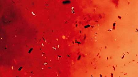 Vibrant Red Background with Silver Streamers, Festive Celebration Texture, Abstract Holiday Backdropの素材