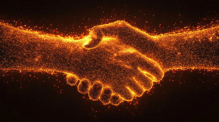 Digital Handshake Cryptocurrency Wealth, Technology Investing, and Financial Collaborationの素材