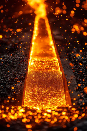 Molten Metal Pouring Illustrating the Metal Casting Process in a Manufacturing Facilityの素材